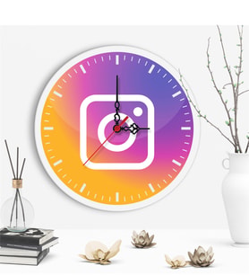 Dekoratif Instagram Tasarımlı Ahşap Duvar Saati