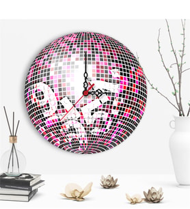 Dekoratif Disco Ball Tasarımlı Ahşap Duvar Saati - 2