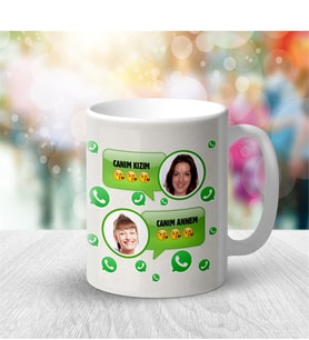 BK Gift Kişiye Özel Whatsapp Anne Mesajlı Beyaz Kupa Bardak - 4