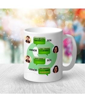 BK Gift Kişiye Özel Whatsapp Anne Mesajlı Beyaz Kupa Bardak - 1