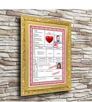 BK Gift Kişiye Özel Altın Yaldız Çerçeveli Sevgili Tapusu (A4)