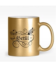 BK Gift Kişiye Özel Kaligrafi İsim Tasarımlı Altın Yaldızlı Kupa Bardak - 2