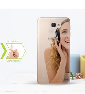 BK Gift Kişiye Özel Samsung Galaxy J7 Prime İnce Şeffaf Silikon Telefon Kapağı