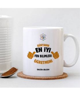 BK Gift Kişiye Özel Mesleki Fen Bilimleri Öğretmeni Beyaz Kupa Bardak - 1