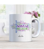 BK Gift Kişiye Özel Mesleki Sosyal Bilgiler Öğretmeni Beyaz Kupa Bardak - 1
