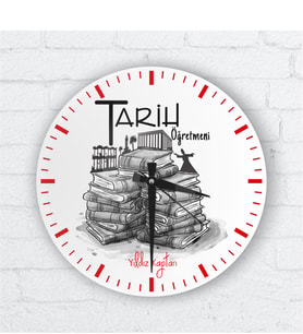 BK Gift Kişiye Özel Tarih Öğretmeni Cam Duvar Saati - 2