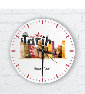BK Gift Kişiye Özel Tarih Öğretmeni Cam Duvar Saati - 1