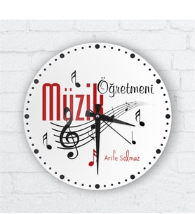 BK Gift Kişiye Özel Müzik Öğretmeni Cam Duvar Saati