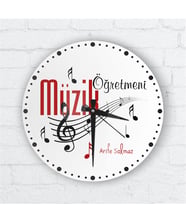 BK Gift Kişiye Özel Müzik Öğretmeni Cam Duvar Saati