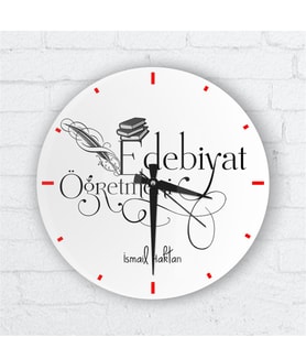 BK Gift Kişiye Özel Edebiyat Öğretmeni Cam Duvar Saati