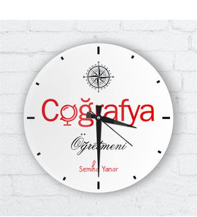 BK Gift Kişiye Özel Coğrafya Öğretmeni Cam Duvar Saati - 1