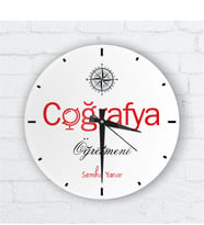 BK Gift Kişiye Özel Coğrafya Öğretmeni Cam Duvar Saati - 1
