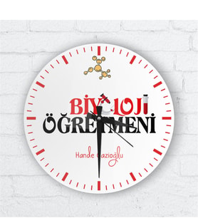 BK Gift Kişiye Özel Biyoloji Öğretmeni Cam Duvar Saati