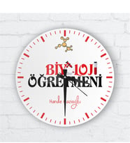 BK Gift Kişiye Özel Biyoloji Öğretmeni Cam Duvar Saati