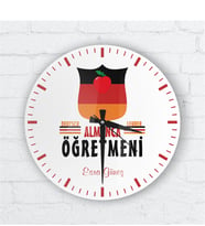BK Gift Kişiye Özel Almanca Öğretmeni Cam Duvar Saati