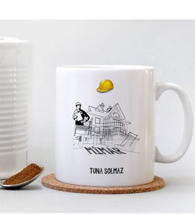 BK Gift Kişiye Özel Mesleki Mimar Beyaz Kupa Bardak - 2