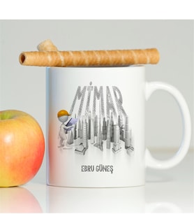 BK Gift Kişiye Özel Mesleki Mimar Beyaz Kupa Bardak - 1