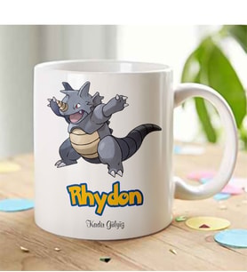 BK Gift Kişiye Özel Pokemon Rhydon Beyaz Kupa Bardak