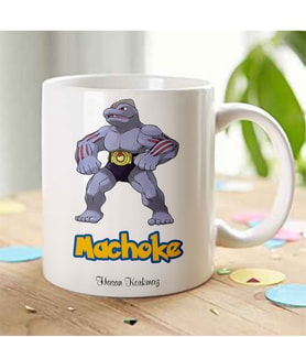 BK Gift Kişiye Özel Pokemon Machoke Beyaz Kupa Bardak