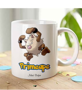 BK Gift Kişiye Özel Pokemon Primeape Beyaz Kupa Bardak