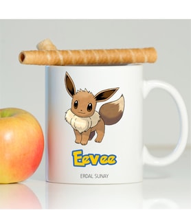 BK Gift Kişiye Özel Pokemon Eevee Beyaz Kupa Bardak