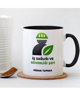 BK Gift Kişiye Özel Mesleki İş Sağlığı Ve Güvenliği Şefi Siyah Kupa Bardak - 003