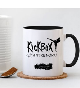 BK Gift Kişiye Özel Mesleki Kickbox Antrenörü Siyah Kupa Bardak