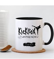 BK Gift Kişiye Özel Mesleki Kickbox Antrenörü Siyah Kupa Bardak