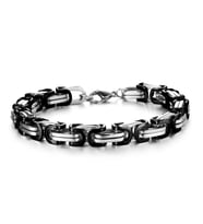 Chavin Kral Model 5 mm. Siyah Gri Çelik Erkek Bileklik az68sy