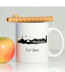BK Gift Kişiye Özel Diyarbakır Beyaz Kupa Bardak - 002