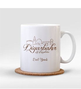 BK Gift Kişiye Özel Diyarbakır Beyaz Kupa Bardak - 001
