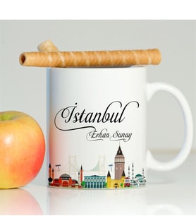 BK Gift Kişiye Özel İstanbul Beyaz Kupa Bardak - 003