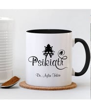 BK Gift Kişiye Özel Mesleki Psikiatr Siyah Kupa Bardak