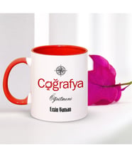 BK Gift Kişiye Özel Mesleki Coğrafya Öğretmeni Kırmızı Kupa Bardak