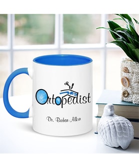 BK Gift Kişiye Özel Mesleki Ortopedist Mavi Kupa Bardak - 002