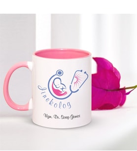 BK Gift Kişiye Özel Mesleki Jinekolog Pembe Kupa Bardak - 002