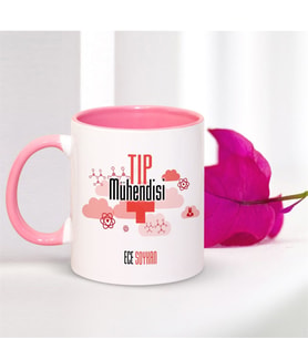 BK Gift Kişiye Özel Mesleki Tıp Mühendisi Pembe Kupa Bardak