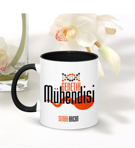 BK Gift Kişiye Özel Mesleki Genetik Mühendisi Siyah Kupa Bardak