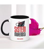 BK Gift Kişiye Özel Mesleki Sistem Mühendisi Siyah Kupa Bardak - 002