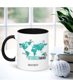 BK Gift Kişiye Özel Mesleki Meteoroloji Mühendisi Siyah Kupa Bardak