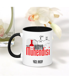 BK Gift Kişiye Özel Mesleki Kimya Mühendisi Siyah Kupa Bardak - 002