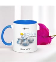 BK Gift Kişiye Özel Mesleki Jeofizik Mühendisi Mavi Kupa Bardak