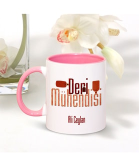 BK Gift Kişiye Özel Mesleki Deri Mühendisi Pembe Kupa Bardak