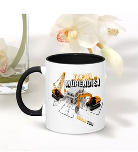 BK Gift Kişiye Özel Mesleki Yapım Mühendisi Siyah Kupa Bardak - 001