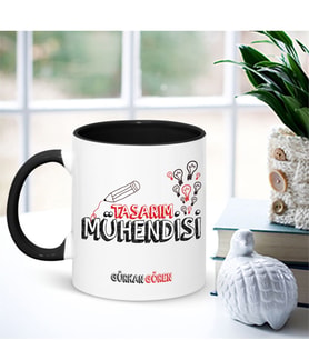 BK Gift Kişiye Özel Mesleki Tasarım Mühendisi Siyah Kupa Bardak - 002