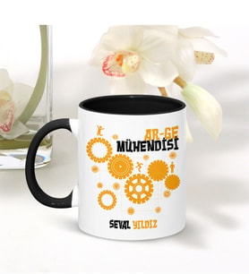 BK Gift Kişiye Özel Mesleki Ar-Ge Mühendisi Siyah Kupa Bardak - 002