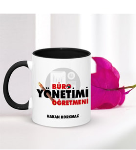 BK Gift Kişiye Özel Mesleki Büro Yönetimi Öğretmeni Siyah Kupa Bardak