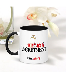 BK Gift Kişiye Özel Mesleki Biyoloji Öğretmeni Siyah Kupa Bardak