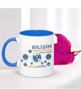 BK Gift Kişiye Özel Mesleki Bilişim Teknolojileri Öğretmeni Mavi Kupa Bardak - 001