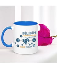 BK Gift Kişiye Özel Mesleki Bilişim Teknolojileri Öğretmeni Mavi Kupa Bardak - 001